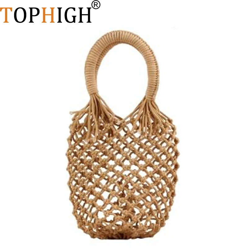 Сетчатая Сумка TOPHIGH для девочек шикарные летние пляжные хлопковые ажурные