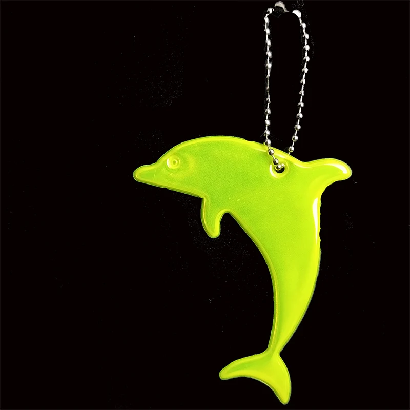 Fluorescent yellow Дельфин мягкий ПВХ отражающий брелки автомобильные Кольца Подвески очаровательные сумки аксессуары для безопасности дорожного движения - Название цвета: Fluorescent yellow