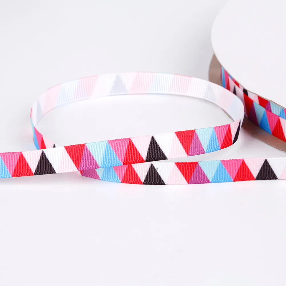 10 мм Ручная работа многоцветный геометрический узор Grosgrain лента Свадьба