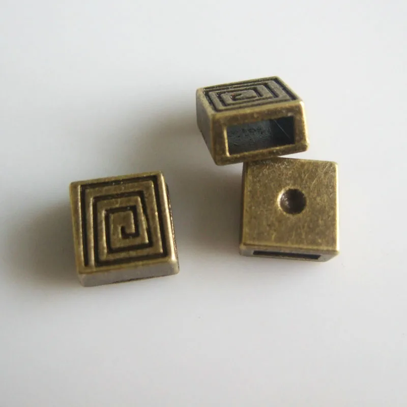 10 шт. античная бронза квадратная спираль для вертлюга 5*2 мм плоский кожаный шнур