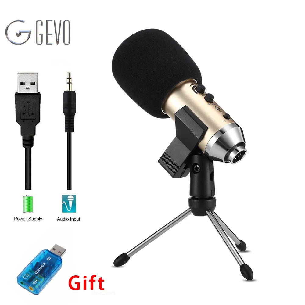 GEVO MK F500FL профессиональный микрофон Проводная запись USB 3 5 мм конденсаторные