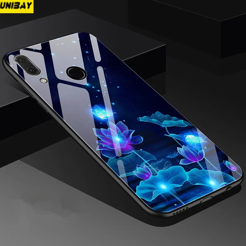 unibay Huawei nova3 Tempered glass back Cover 9h anti-explode huawei nova 3 case hard anti-Scratch Patterned Popular cover |