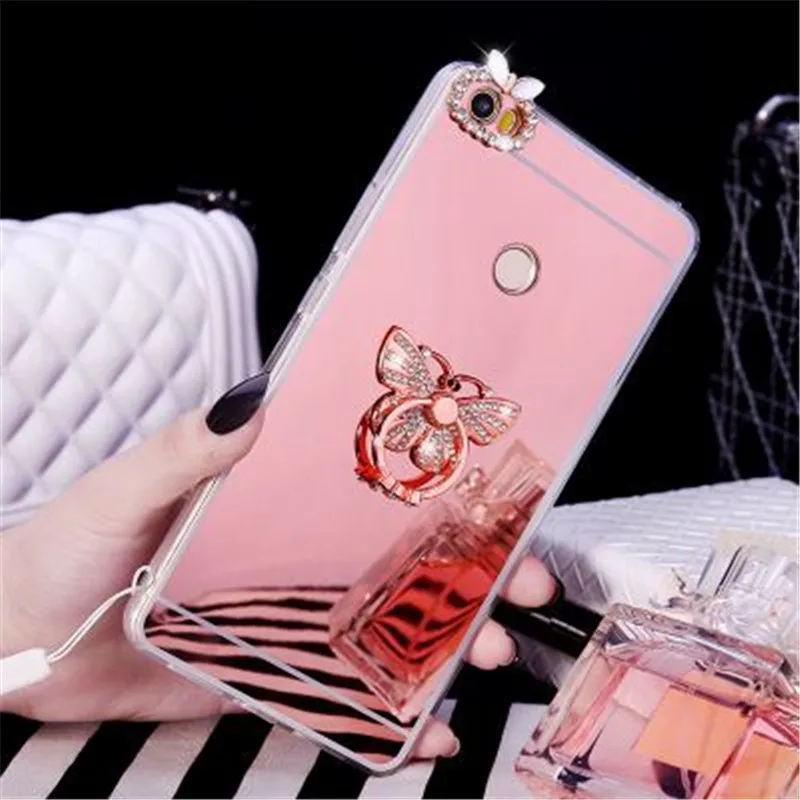 Зеркальный чехол с кольцом подставкой для Xiaomi Mi 10 A1 A2 8 Lite 9 10T Pro Redmi Note 4 4X 5 6 7 8T 6A 7A