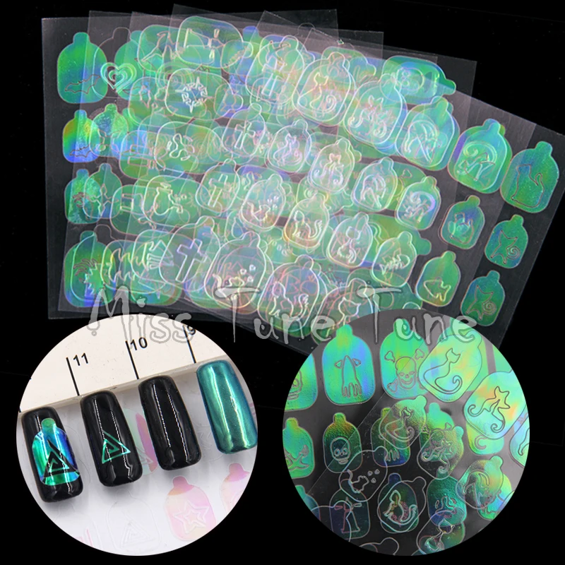 1 шт. голографические прозрачные трафареты для ногтей|nail vinyls|stencil stickerssticker nail |