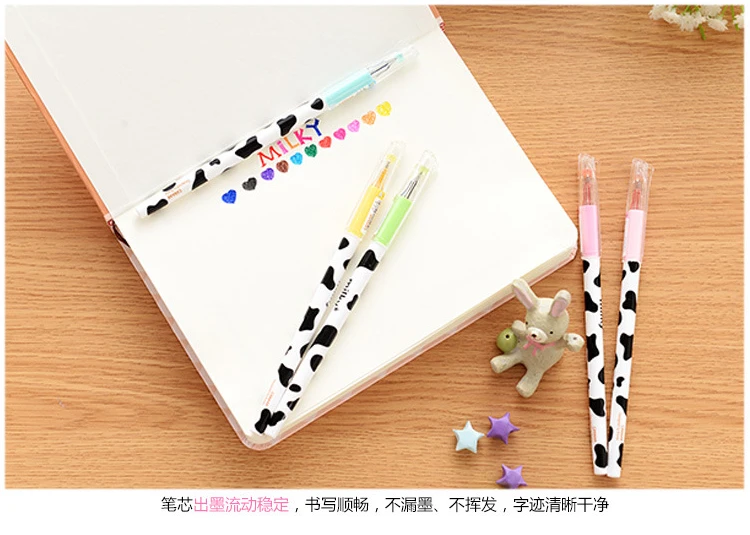 2 шт./лот новая мультяшная гелевая ручка с рисунком в виде коровьего молока