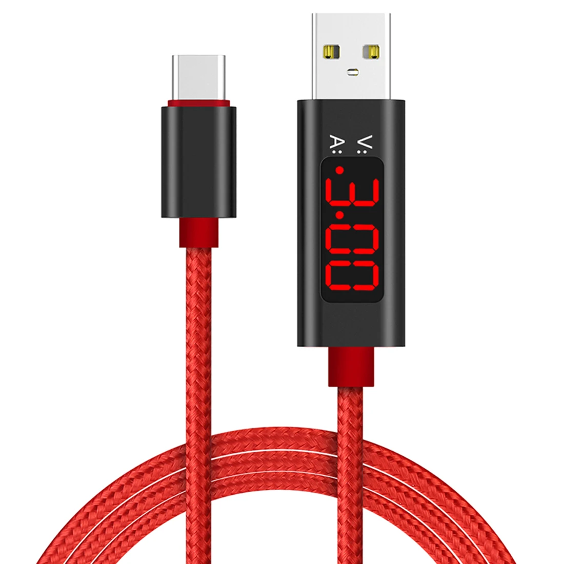 Зарядный кабель Micro type C с ЖК-дисплеем, нейлоновый Плетеный прочный шнур, 3 А, быстрое зарядное устройство, USB кабель для синхронизации данных для смартфонов samsung