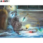 Алмазная вышивка 5D сделай сам, картина из круглых страз на зиму, вышивка крестиком, мозаика из страз озорная кошка