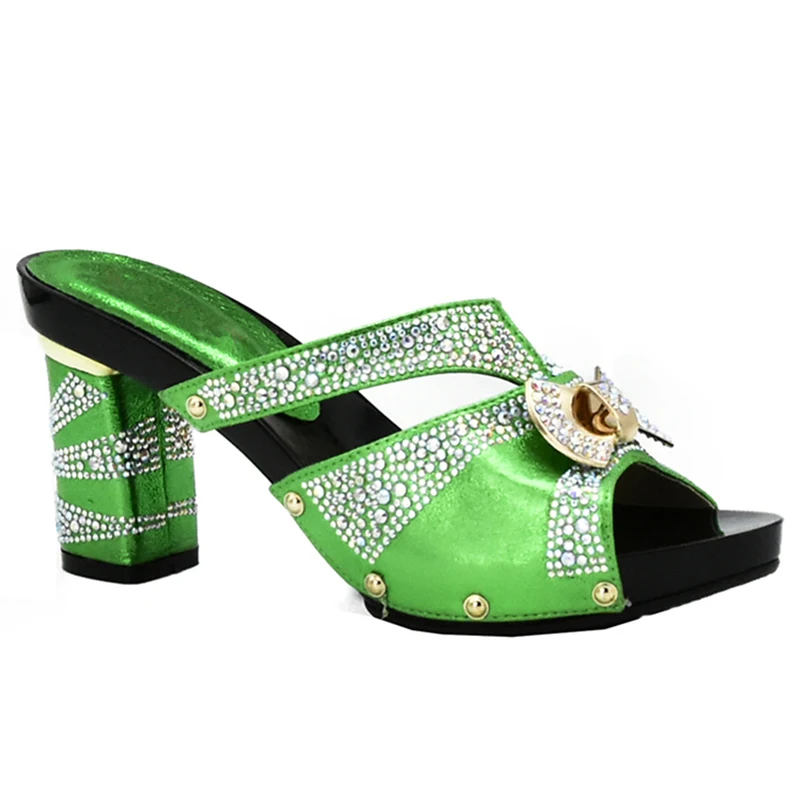 Latest Green Color African Matching Shoes and Bags Italian In Women To Match Shoe with Bag Set Stone | Обувь