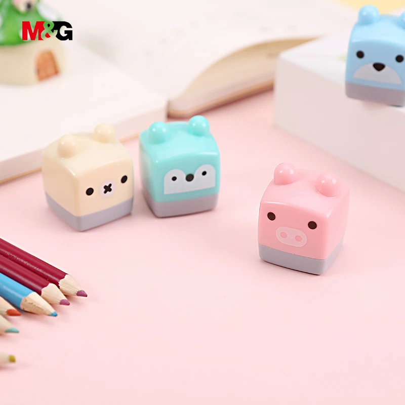 M & G 4 цвета милые Kawaii пластиковые животные точилка для карандашей креативные