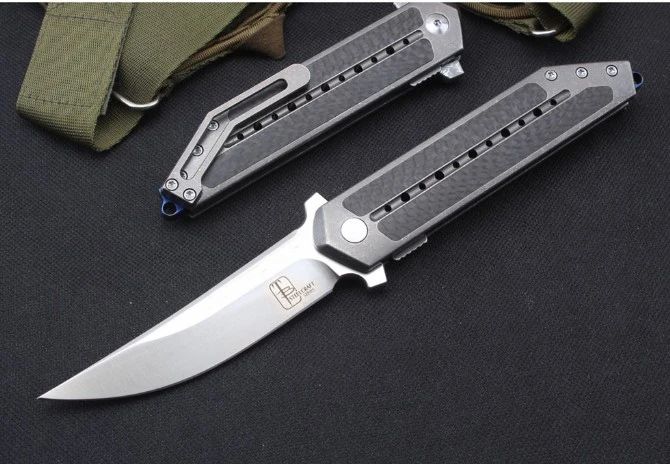 Sanding blades s35vn лезвие складной нож титановая ручка из углеродного волокна 60 HRC выживания охотничьи карманные походные ножи Флиппер EDC Инструменты Нож - Цвет: Sanding blades
