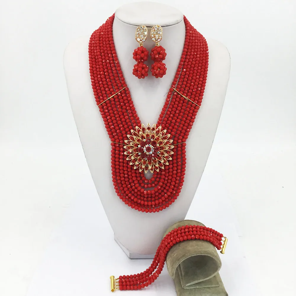 Новинка непрозрачный костюм с красным кристаллом нигерийские Африканские
