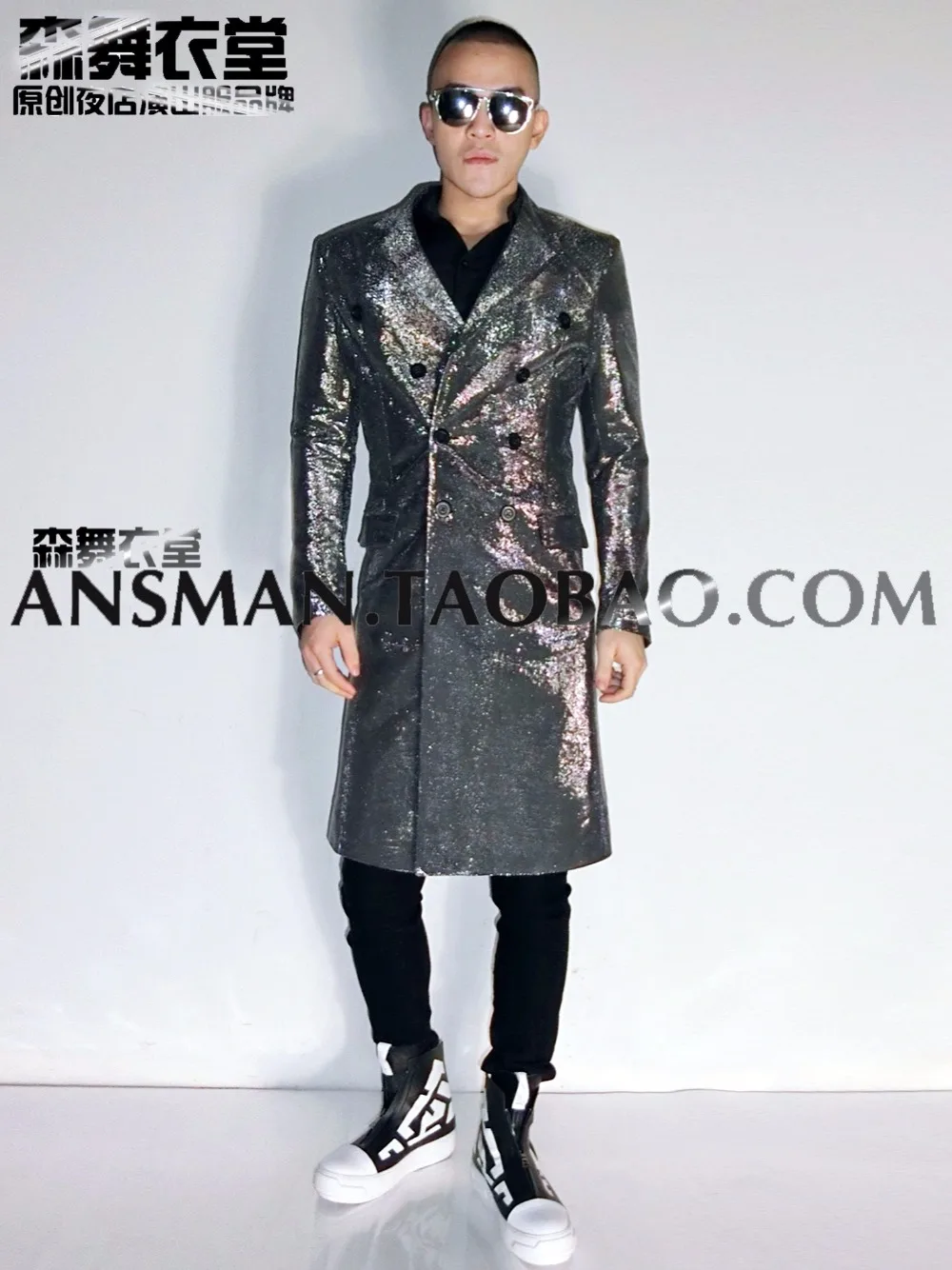2021 новая одежда для мальчиков Блейзер Slim серебро супер флэш длинный двубортный