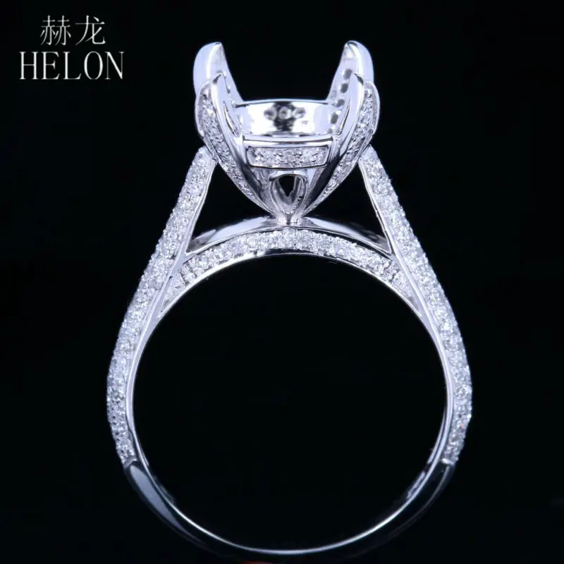 

HELON Round 10-11mm Semi Mount Ring Setting Solid 14K White Gold Natural Diamond Engagement Ring Women Romantic Trendy Jewelry