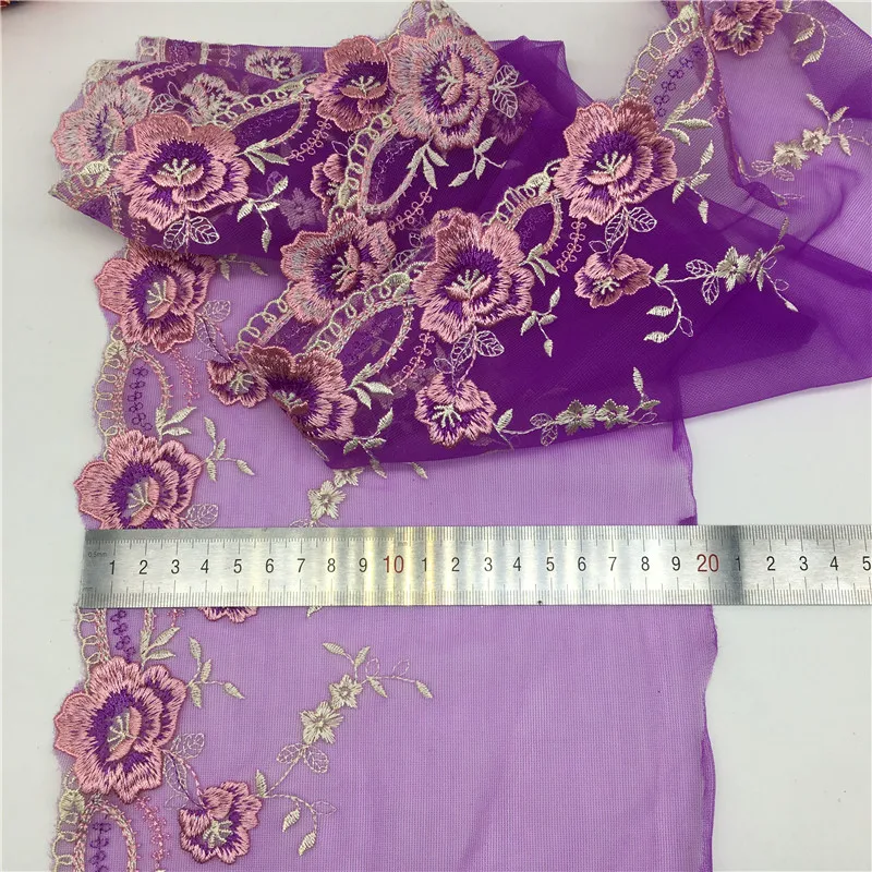 20*100 см Сетка Тюль Вышивка дизайн красочный цветок кружева ткань Tissu Costura для шитья