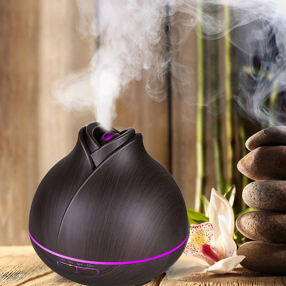 300ML Essential Oil Aroma Diffuser With Wood Grain Aromatherapy Ultrassonic Air Humidifier 7 Color LED Lights For Home | Бытовая