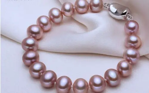 

charming 9 -10mm south sea lavender pearl bracelet 7.5-8inch 925 sliver clasp
