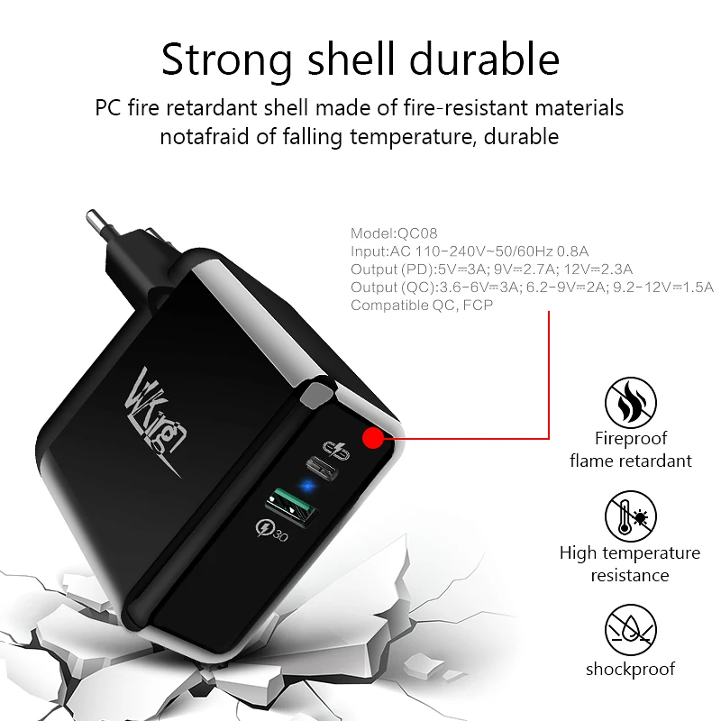 VVKing USB C PD быстрое зарядное устройство 36 Вт двойная Быстрая зарядка 3 0 для iPhone 11 Pro