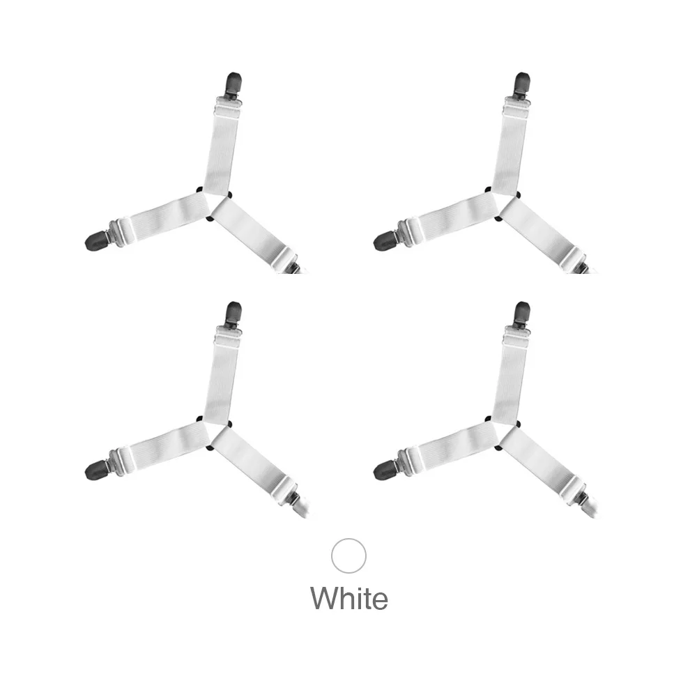 White 4 шт. эластичные захваты для простыни, зажим для полотенец, чехол для матраса, держатель для одеяла, крепеж, Нескользящие зажимы для ремня, домашняя Прямая поставка - Цвет: White