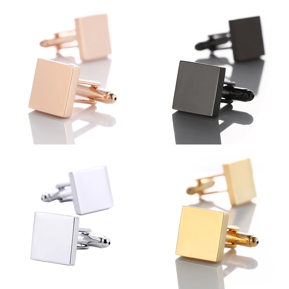 

Blank Square 4 Color Shirt Cufflinks for Mens Wholesale Metal Copper Cuff Buttons Business Gifts Cuff links Men Wedding Gift