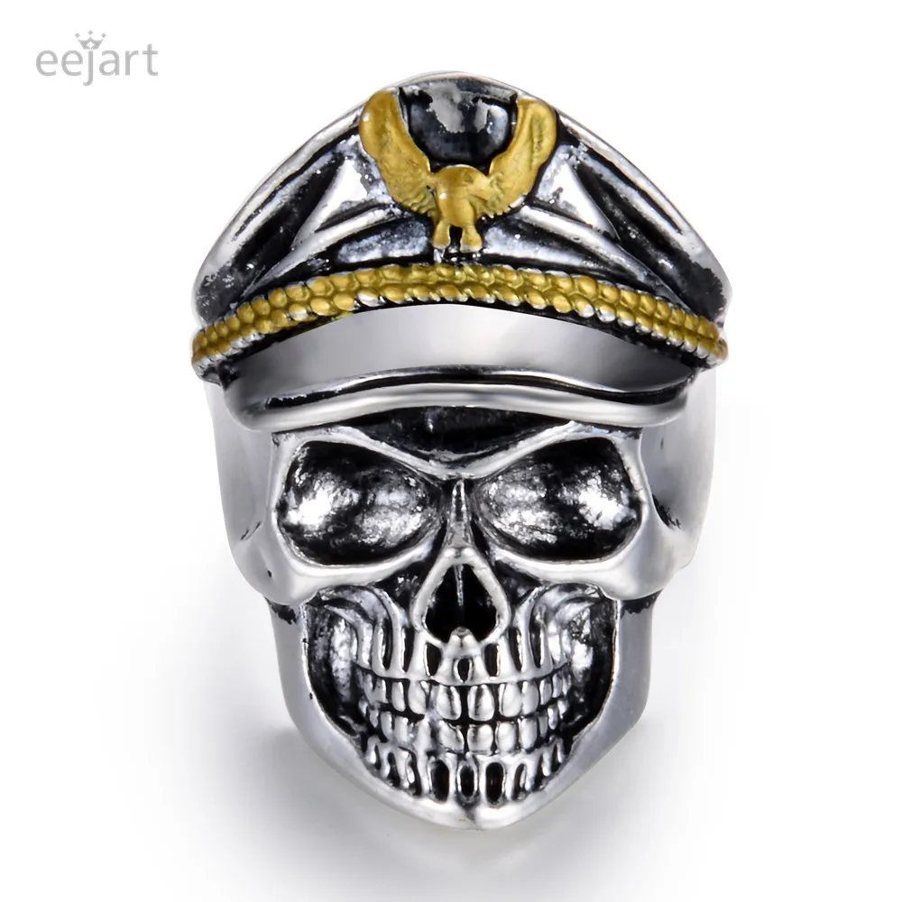 Мужские кольца с головой в виде черепа и золотого орла|skull head ring|head ringring ring |