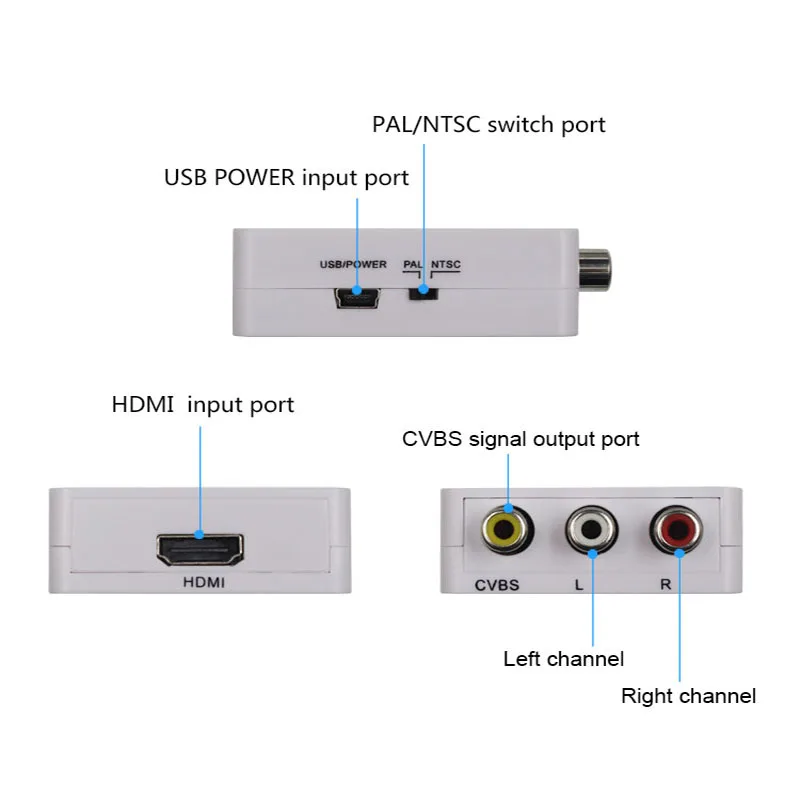 HDMI К AV адаптер HD видео конвертер мини коробка к RCA AV/CVSB L/R 1080P HDMI2AV Поддержка NTSC PAL| |
