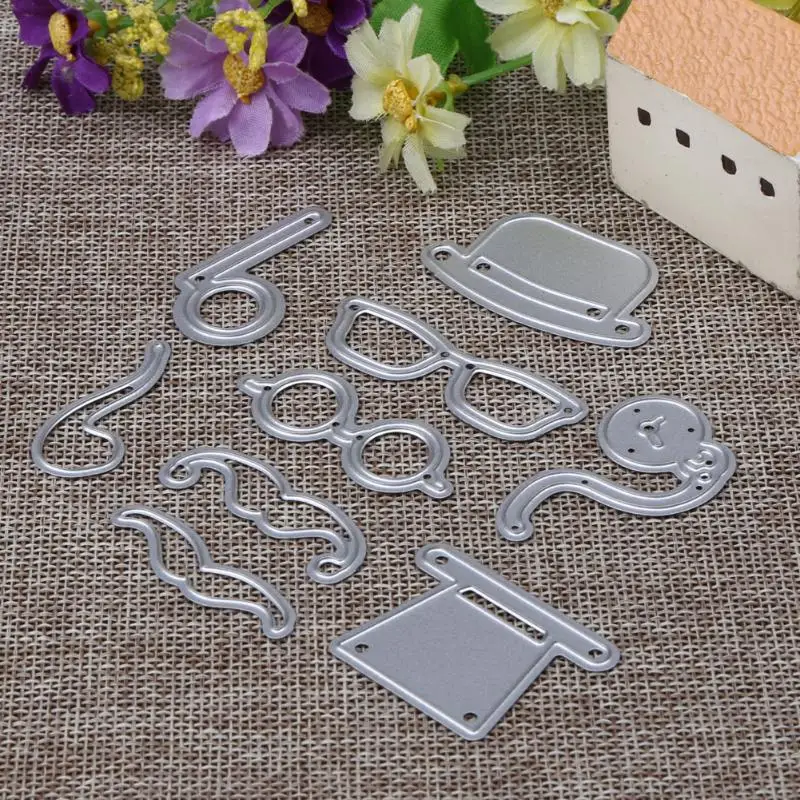 9 шт./компл. металлические трафареты для вырезания мужская шляпа очки бороды