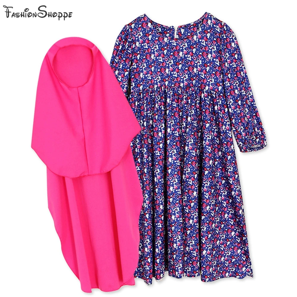 2 шт. длинные мусульманские платья для девочек с цветочным принтом | Тематическая