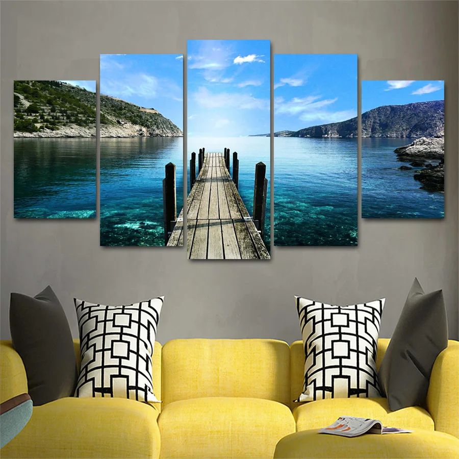 

Drop shipping 5 Panel Wall Art Pictures Canvas Painting abstract canvas poster painting decoration for living room LW138