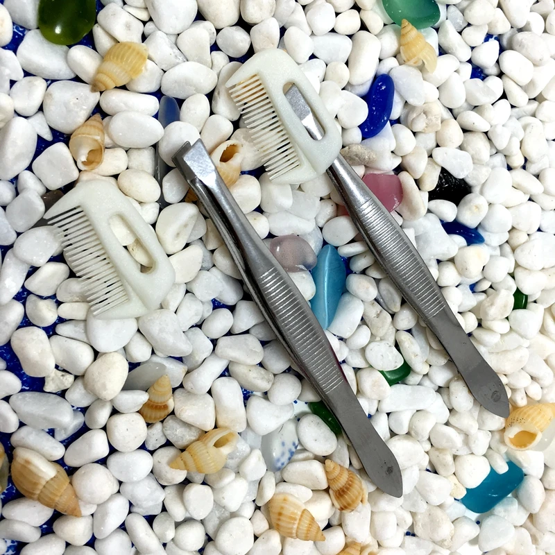 ZHANGDI NEW double-purpose metal bevel tweezers + plastic eyebrow brush Z284005 | Красота и здоровье