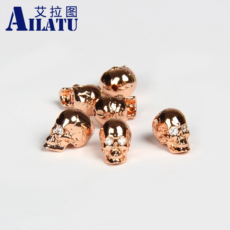 Ailatu 10 шт. известный бренд череп медные бусины для DIY модные мужские браслет или ожерелье ювелирные изделия