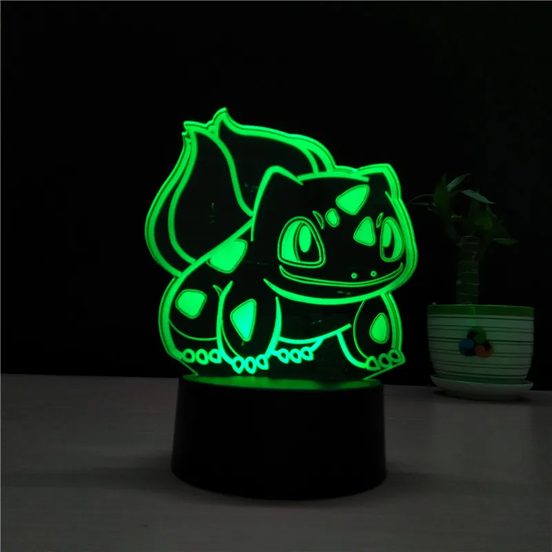 7 цветов лампа Покемон 3D визуальные Светодиодные ночные светильники для детей