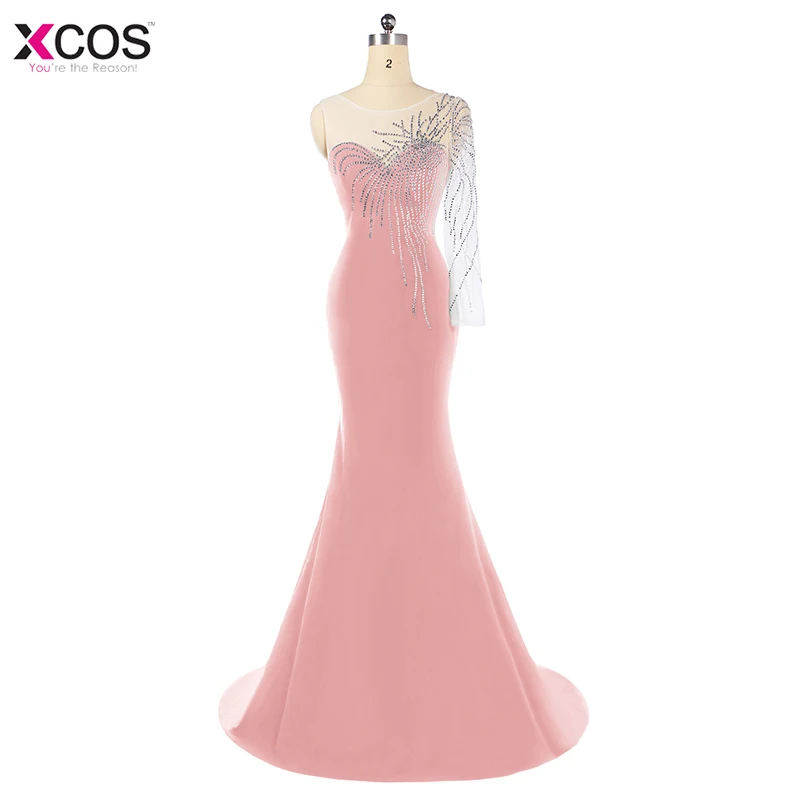 Robe De Soiree длинное зеленое вечернее платье с русалочкой вечерние элегантные платья на одно плечо с длинными рукавами