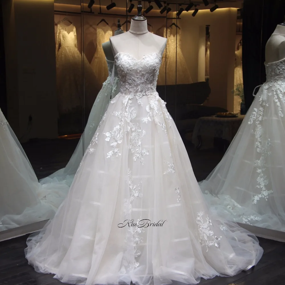 vestido longo Newest Style A-line Wedding Dresses Corset Back Appliques Tulle Bridal Gown vestidos de noiva | Свадьбы и торжества