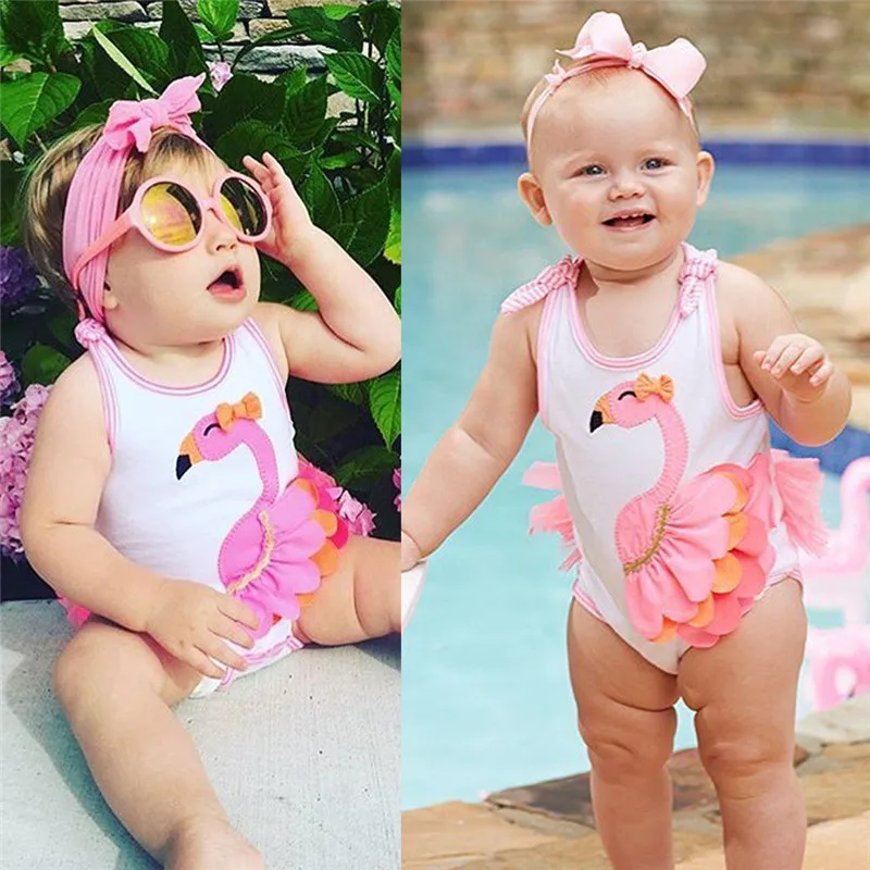 

2018 Newborn Toddler Kids Baby Girls Flamingo Strap Romper Jumpsuit Sweet Summer 3D Cute Cartoon Outfits Clothes 0-18 Months