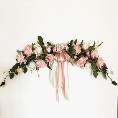 D pink Свадьба Рождество моделирование DIY искусственная Цветочная Гирлянда набор венков гирлянда для двери дома вечерние украшения сада венок поддельные цветы - Цвет: D pink