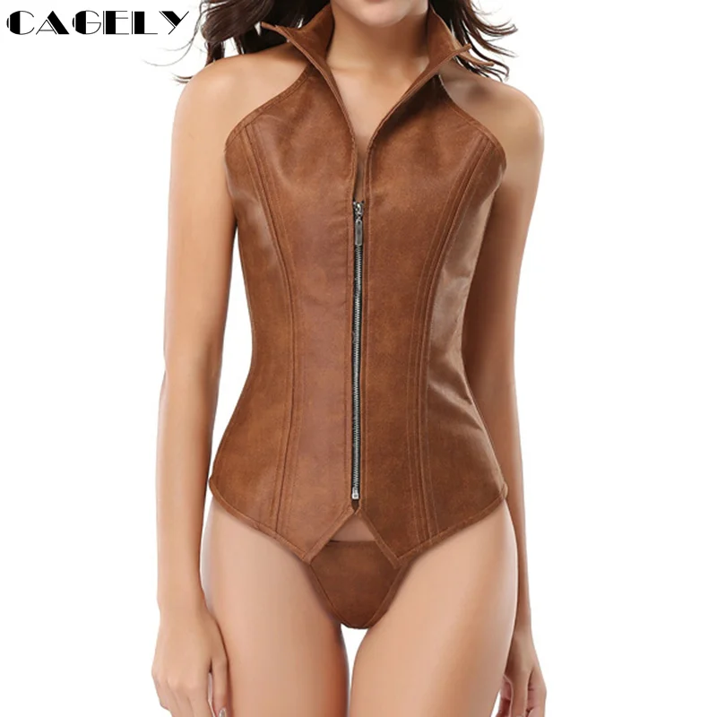 Корсет в стиле стимпанк куртка на молнии пальто без рукавов панк со стальными