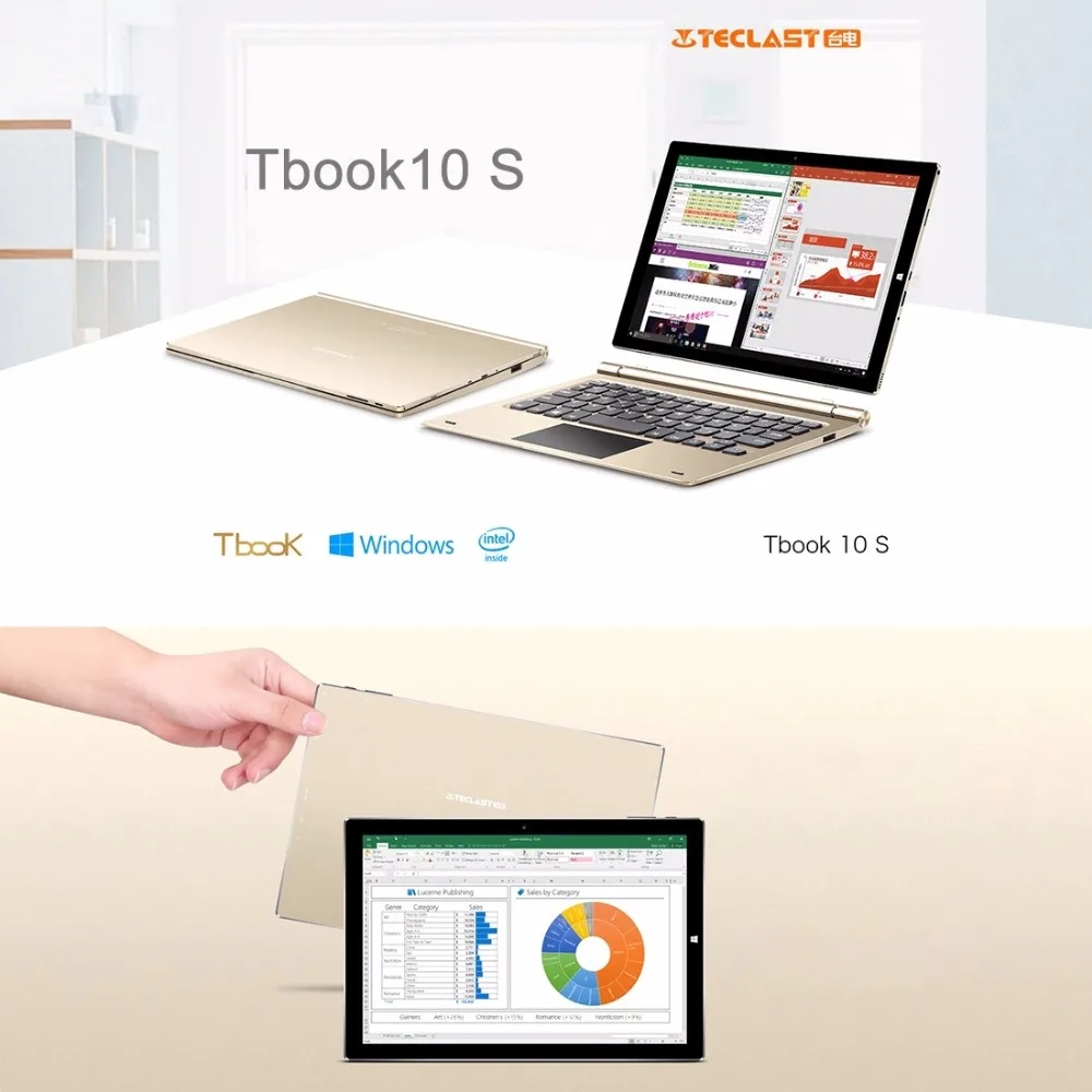 Оригинальный планшет 10.1 дюймов Teclast tbook 10 S процессор Intel Cherry Trail X5 4 ГБ 64 таблетки ПК