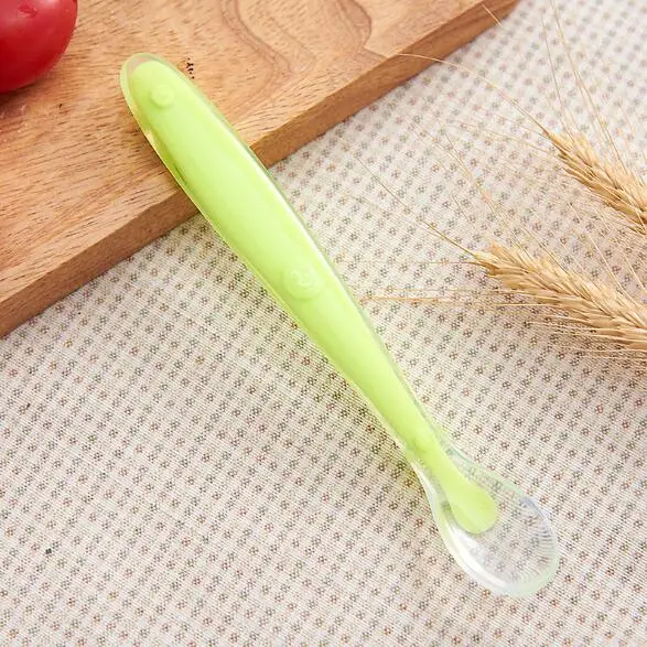 green spoon Детская безопасная силиконовая обеденная тарелка без бисфенола, цельная детская посуда на присоске, тренировочная посуда для малышей, милая мультяшная детская миска для кормления - Цвет: green spoon