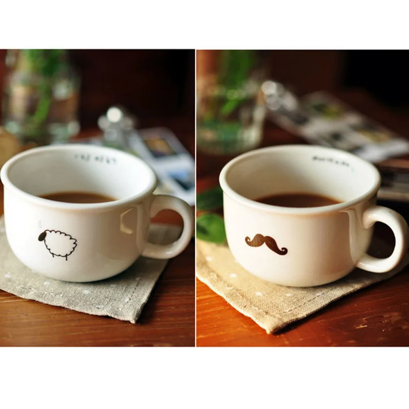 1 шт. простая керамическая чашка с милой бородой/овечкой птицей изображением