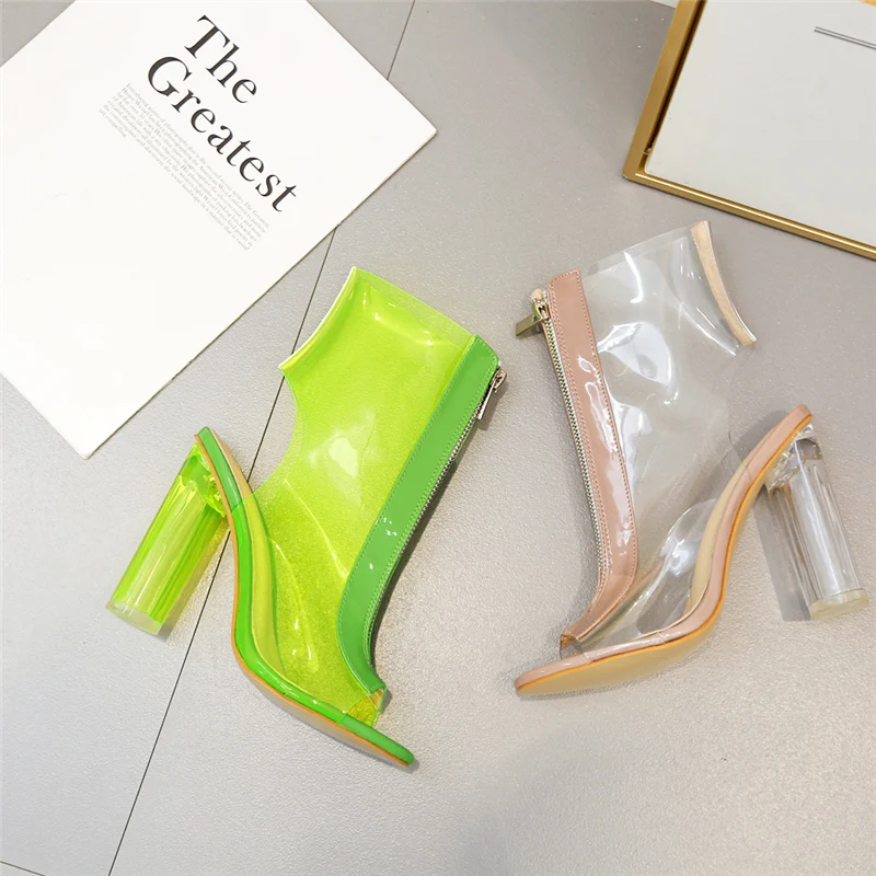 2019 летние женские туфли лодочки с открытым носком неоновые сандалии Сандалии