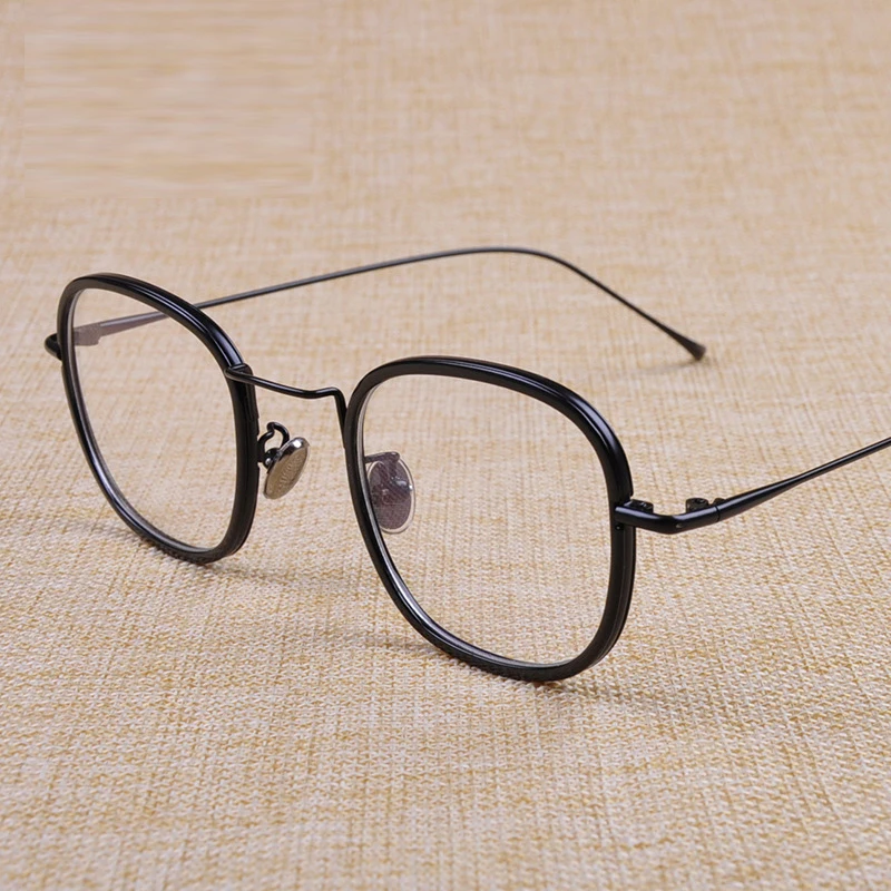 New TR90 Vintage Eyeglass Frame Ultra-light Full-frame Square Glasses Men and Women Flat - Цвет оправы: Черный