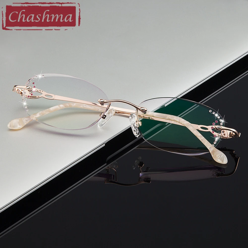 Брендовые женские очки Chashma в оправе прозрачные с линзами алмазным оттенком для