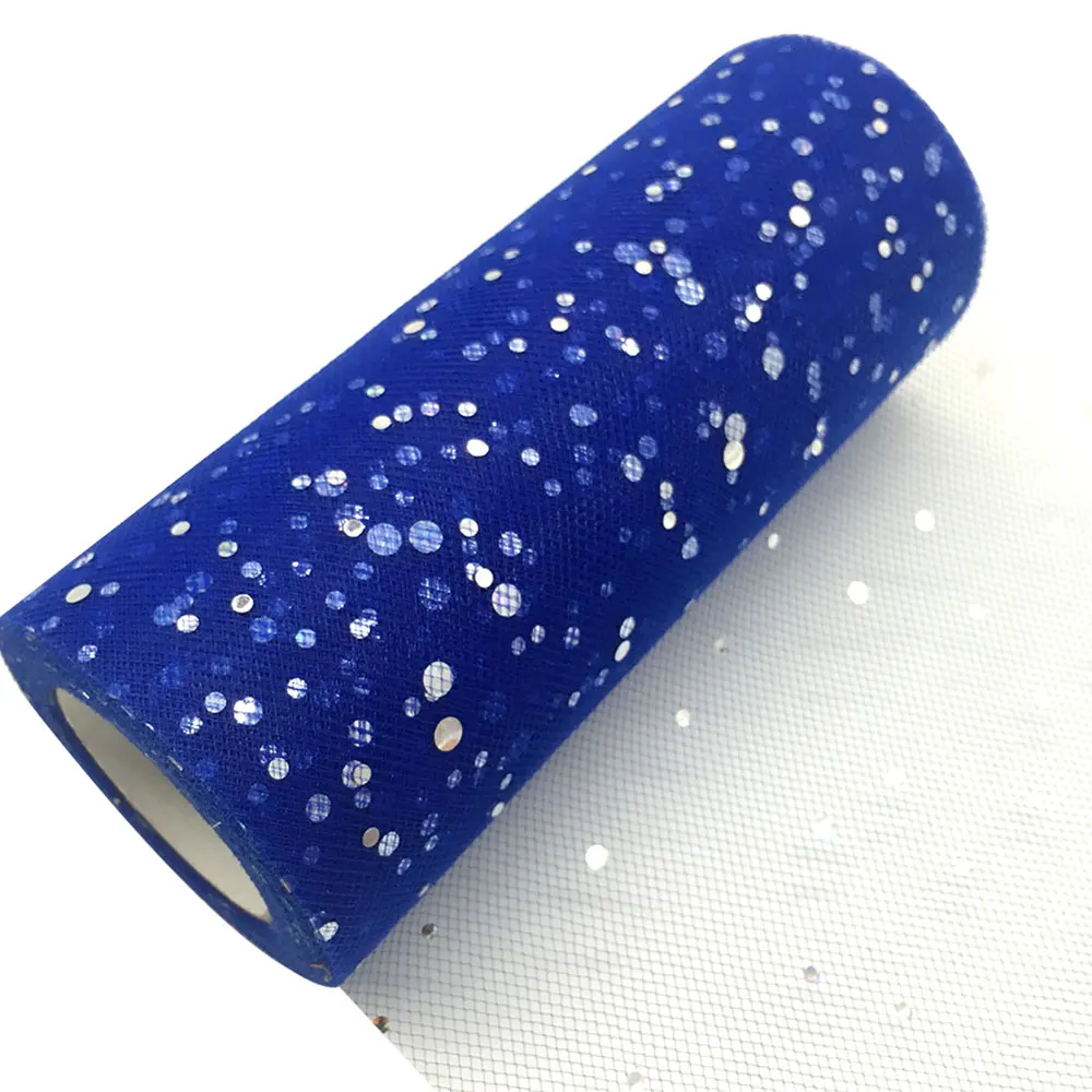 C28 Royal Blue TULLMALL 6 дюймов 25 ярдов сверкающие блестки рулон катушки пачка свадебное украшение Тюль органза Марля Элемент настольная дорожка Mariage - Цвет: C28 Royal Blue