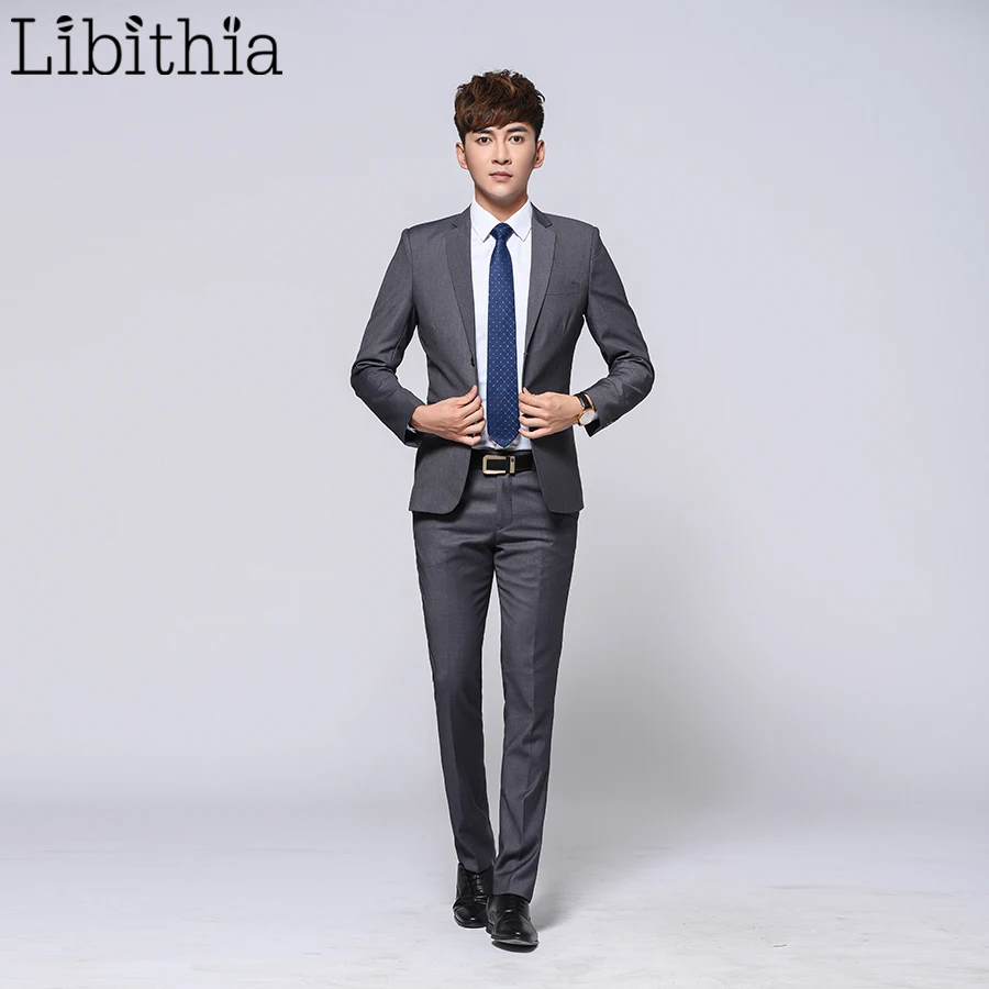 

3 Pieces Men Formal Slim Fit Suits Men Work Suits Blazer Costume Black Grey Blue Navy Wedding Dress Jacket and Pant and Vest