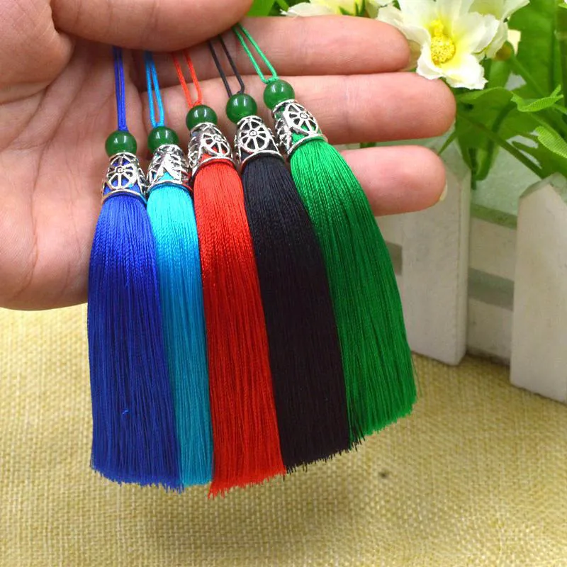 

5pcs/lot Multicolors Ice Silk Silky Tassel Handmade Long Chinese Knot Silk Fringe Tassels for DIY Keychain Decoration Findings