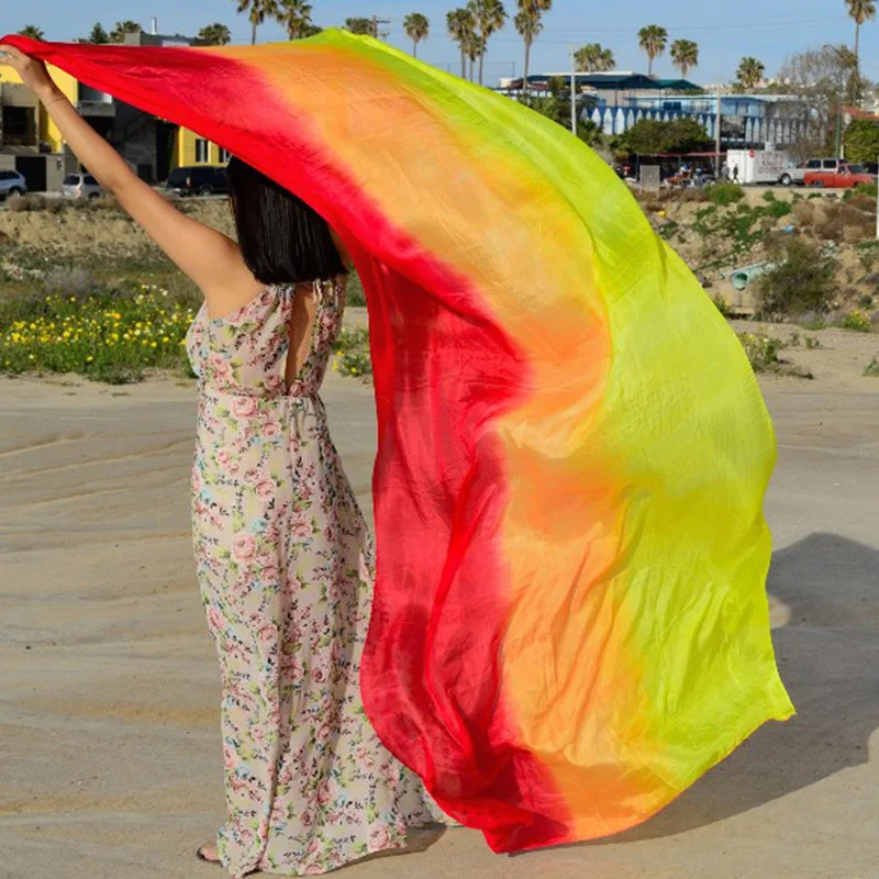 100% Real Silk Belly Dance Veil 1 Pc Belly Dance Accessory Belly Dance Veil Shawl Scarf Dance Practice Stage Performance Veil