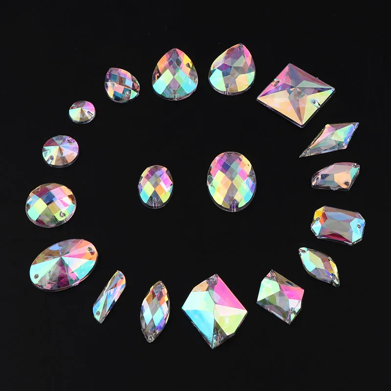Пошив кристалл AB Стразы износостойкие плоские задние шьют на камнях акриловый