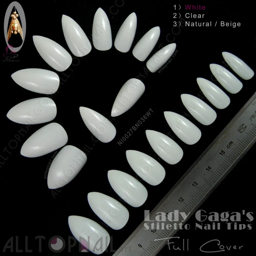 100x женские Gaga стилеты для ногтей A_Grade Белый Полный Чехол французский ложный салон