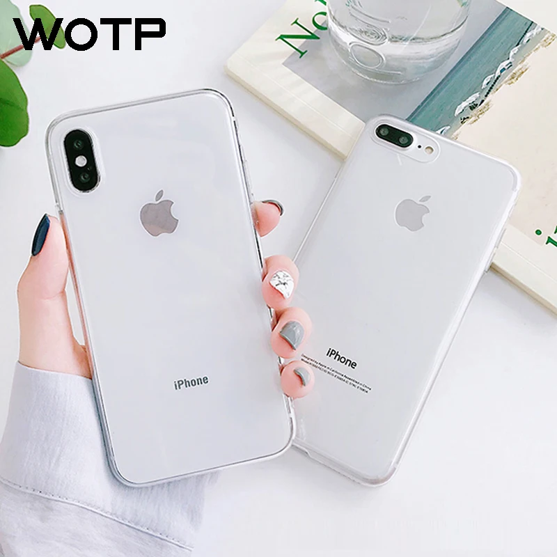 WOTP For iPhone 7 Plus Transparent Clear Soft TPU Phone Case iphone X XS Max XR 6 6S 8 Pus Fashion Couples Silm Back Cover |