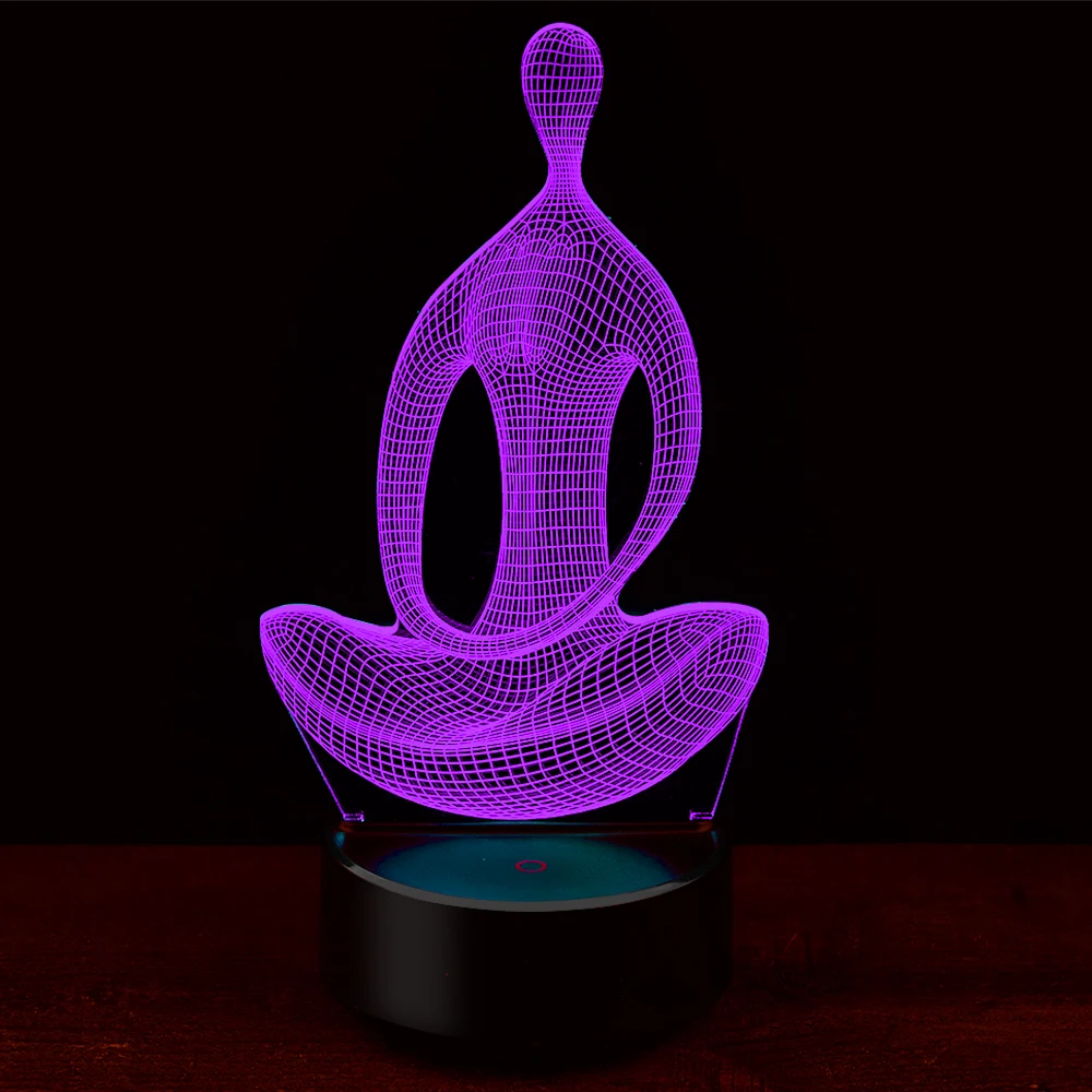 Медитация Йога акрил 7 цветов 3D LED Иллюзия Ночник светильник для спальни лампы